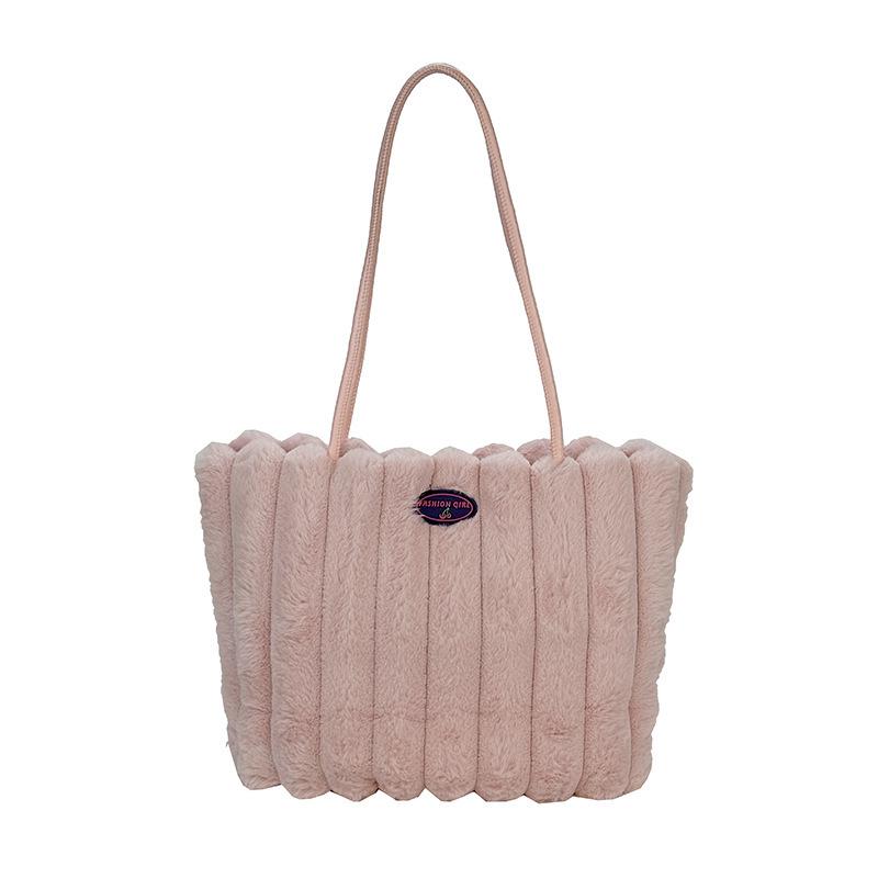 

Корейская плюшевая сумка-тоут: Универсальная сумка кроссбоди и на плечо большой вместимости для женщин розовый