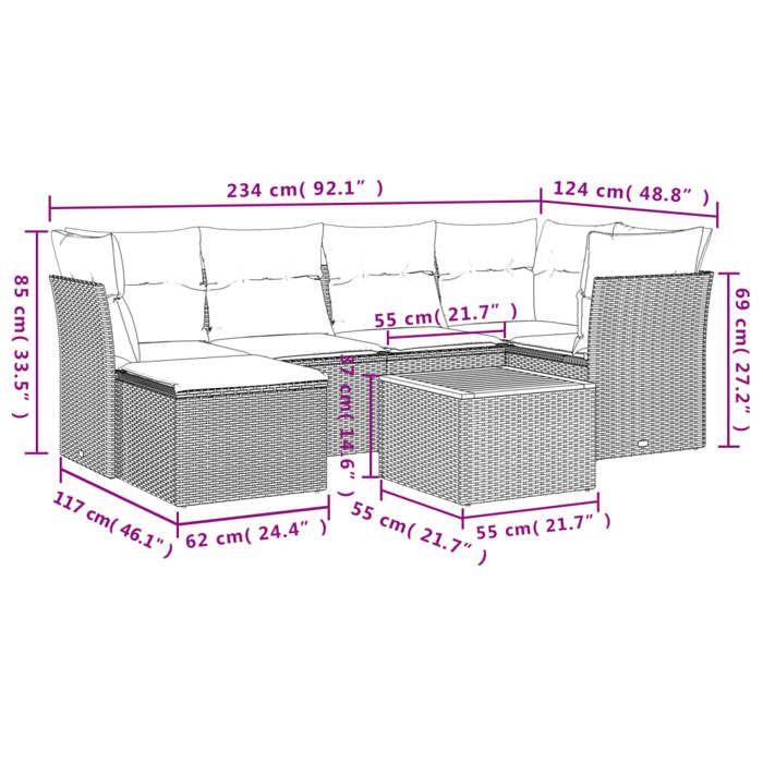 VidaXL Garden Lounge Set with Cushions 7 Pcs, Patio Sofas, Patio Furniture Set, Outdoor Furniture, Grey 3256081