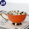 European Bone Cna Kávový šálek Barevný porcelán Butterfly Keramická sada šálků a podšálků na čaj Britský kancelářský šálek na pití Dárek