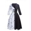 Cruella Vilcosplay Kostüm Cruella Schwarz-Weiß Hexe Pelzkragen Anzug Cosplay Performance Outfit