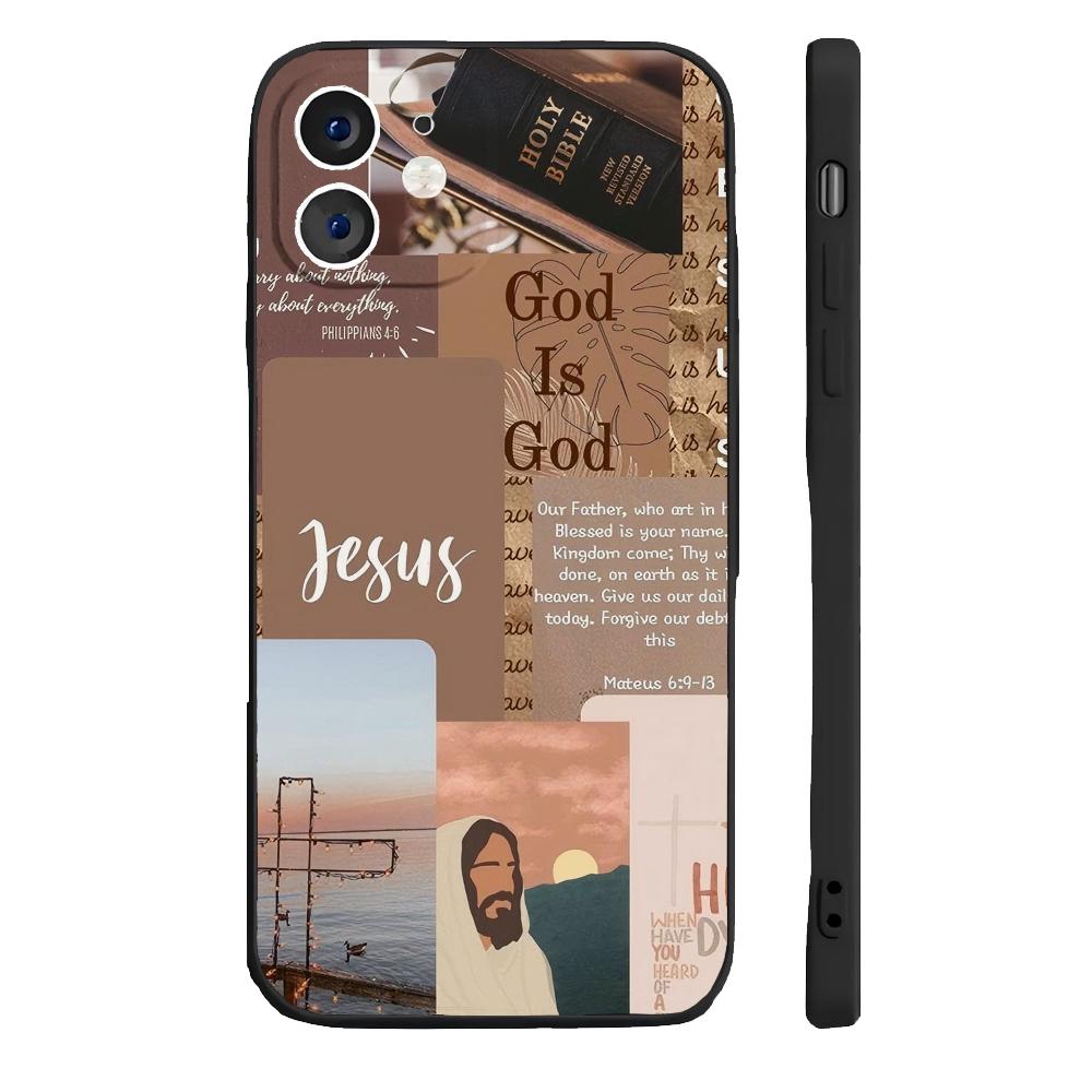 Vers der christlichen Bibel Jesus Telefonhülle Silikon weich für iPhone 16 15 14 13 12 11 Plus Pro Max Plus