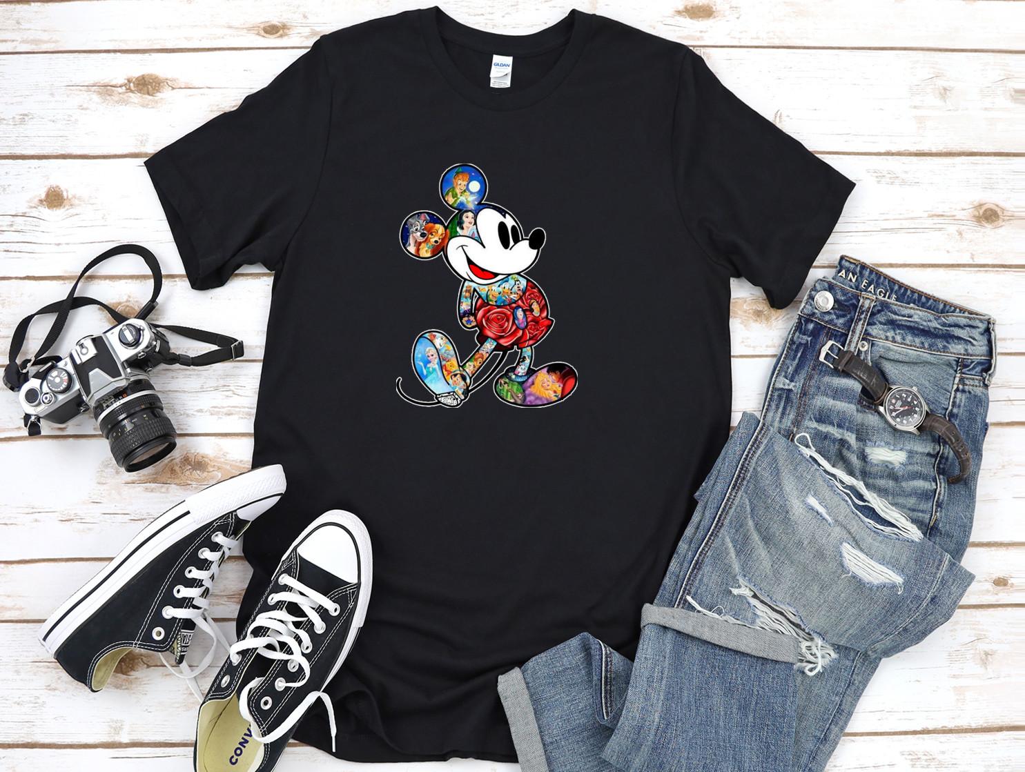 Mickey Mouse with Disney characters short sleeve Men T-shirt G009 S