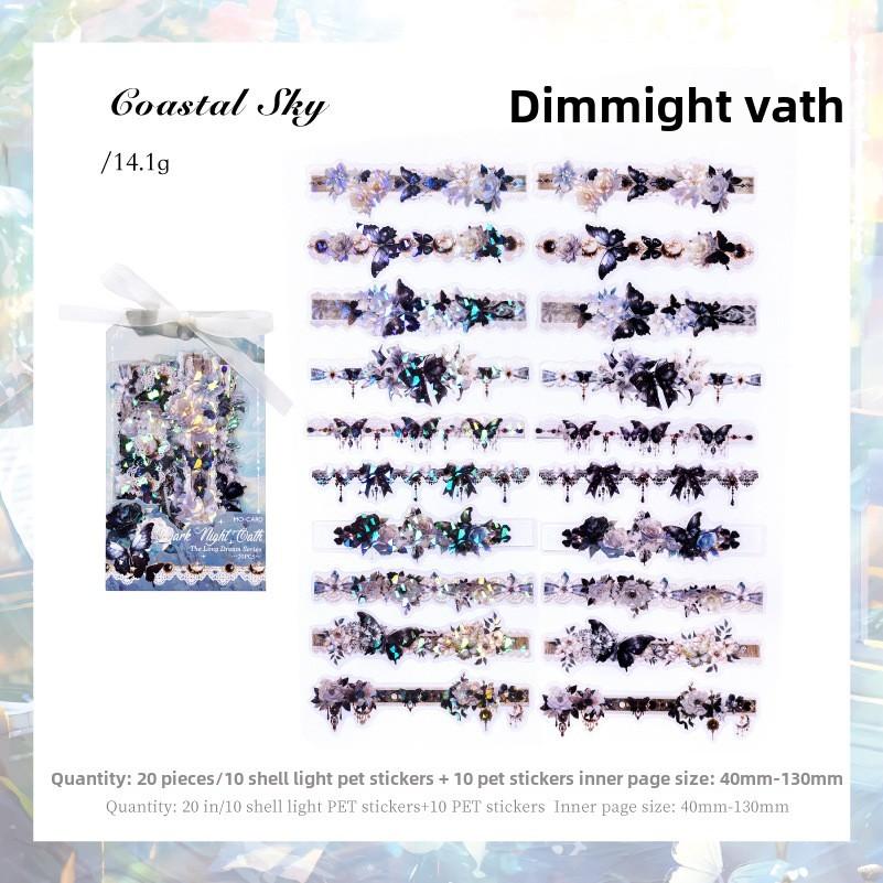 Journamm 20 Stück/Packung Spitze Blume Schmetterling Lang PET-Aufkleber DIY Collage Zubehör Kreative Dekoration Schreibwaren Ästhetische Aufkleber