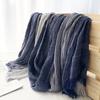 Écharpe Rayée en Coton et Lin Style Littéraire Japonais Coréen Écharpe Couple Mori pour Femmes Quatre Saisons Hommes Tendance