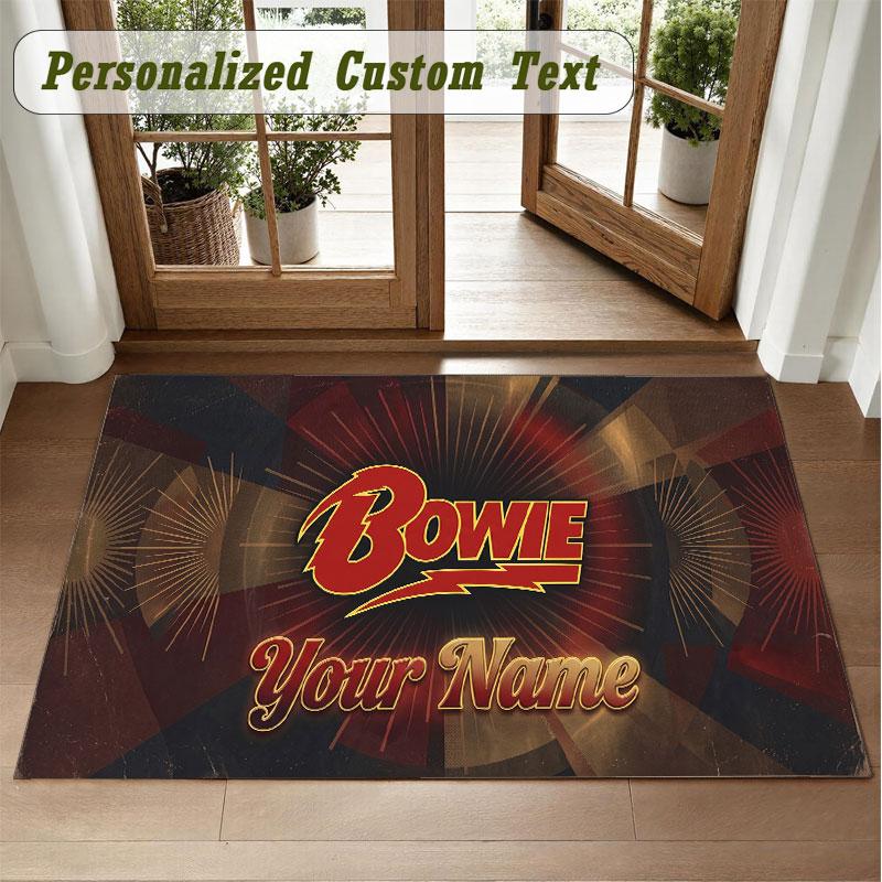 Crystal Velvet Square Rug Custom NameDavid Bowie Pattern Non Slip Home Floor Decor Rug