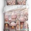 Weihnachten Schneeszene Schneeflocken Wichtel 3-teiliges Bettwäscheset für Doppelbett Heimtextilien Bettbezug Steppdeckenbezug Kissenbezug