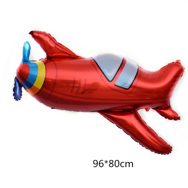 Retro Red Airplane Aluminum Foil Balloon for Birthday Parties with Propeller Design