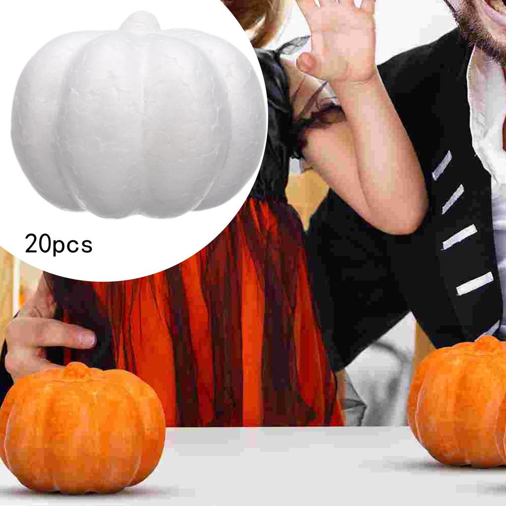 20Pcs White Foam Pumpkins Polystyrene Props Kids Gift Artificial Fake DIY Arts