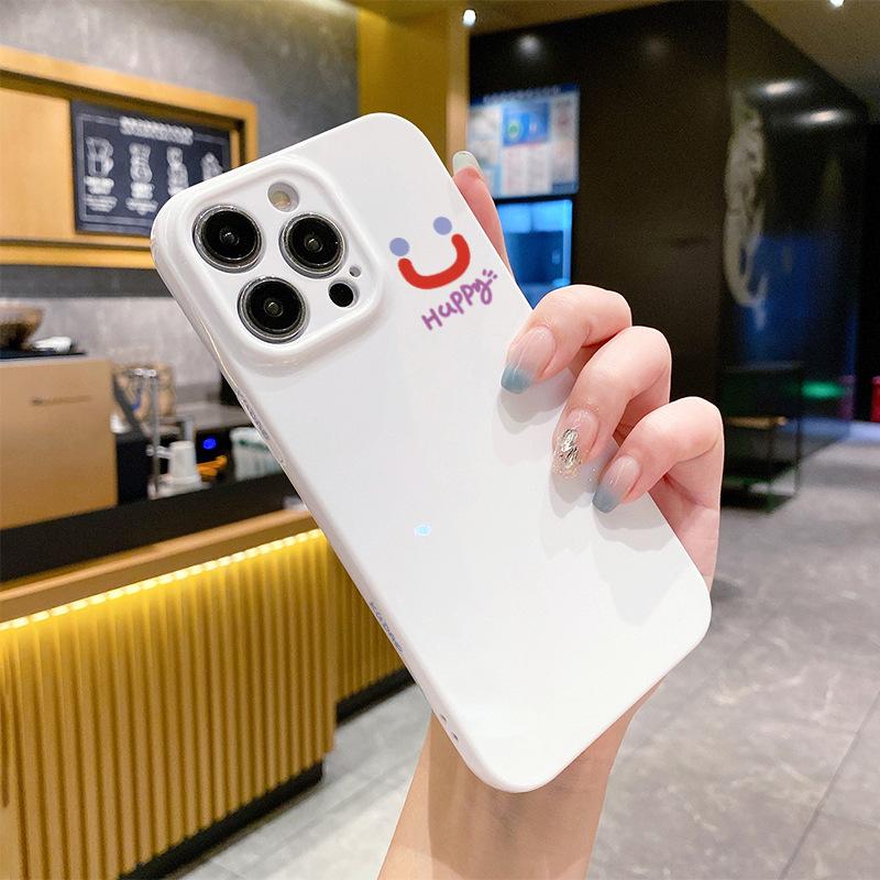 For Smiling Face for Apple 14pro Mobile Phone Case and Lens Package for IPhone15 Niche for Apple 13 Mobile Phone Protective Case
