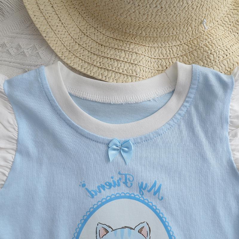 Girls' Summer Pajama Set: Cute Lantern Pumpkin Pants and Tulip Vest