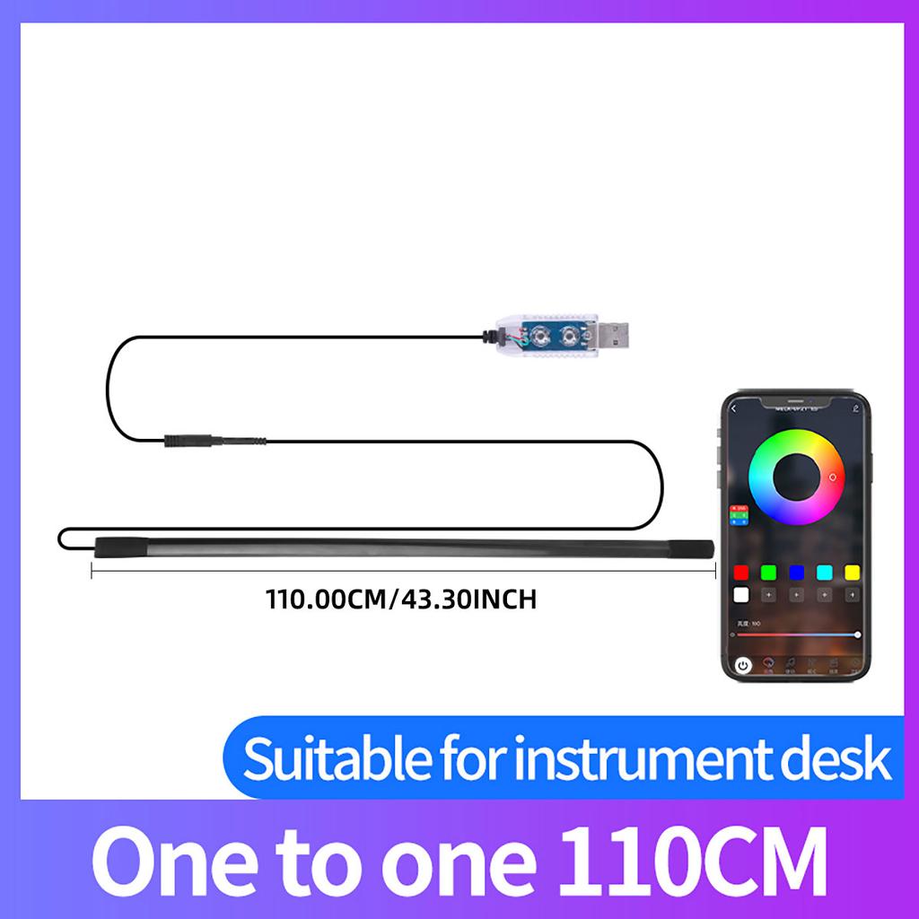 6 in1 Car Ambient Light Center Console Dashboard Neon Tubes For Tesla Model 3/Y Symphony RGB Interior Lights with App Controller
