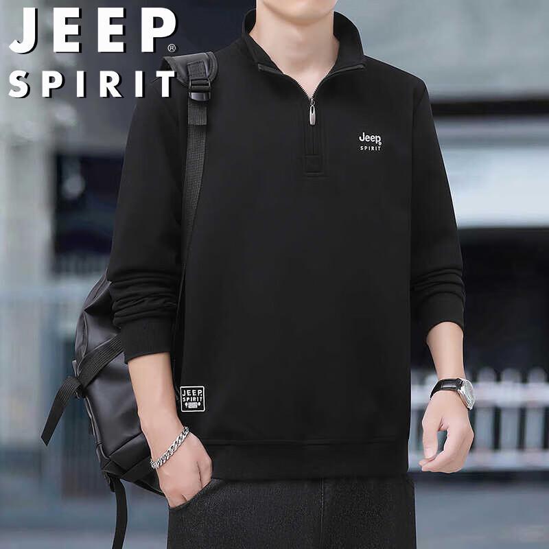 JEEP SPIRIT Men's Stand-Collar Half-Zip Sweatshirt
