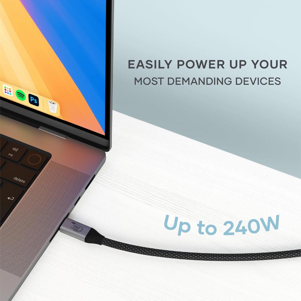 SATECHI USB4 V2 Pro Up to 120Gbps Data 240W PD Thunderbolt Compatible with and More Cable, 1.2m/3.9ft USB-C Cable, Transfer, Charging, 8K@60Hz