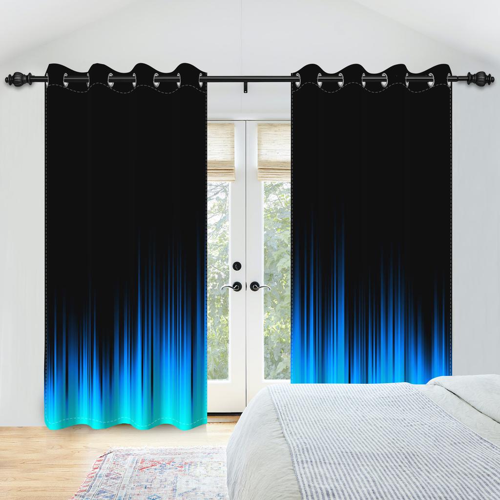 2Pcs/Set Colourful Gradient Window Curtain Bright Multicolor Blackout  Polyester Fabric Study Bedroom Living Room Decor Curtain