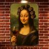 Funny Mona Lisa Hold Nose Bathroom Vintage Metal Sign Humorous Classic Art Parody Wall Plaque Restroom Toilet Home Wall Decor