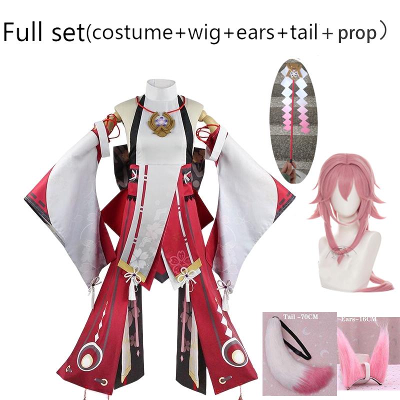   Cosplay Yae Miko Guuji Yae Cosplay Costume with Headwear Full Set for Halloween Party Costumes