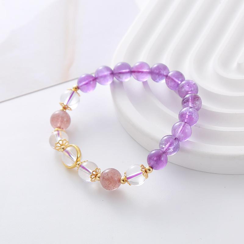

Natural amethyst bracelet strawberry crystal bracelet. Bangles Women Fashion Jewelry accessories Gift аметист