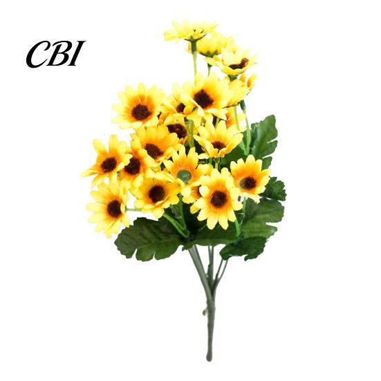 Non-fading Artificial Blooms 24 Heads Sunflower Bouquet, Lifelike Silk Daisy, Flexible Stems DIY Realistic Petals Floral Arrangement for Home Desktop