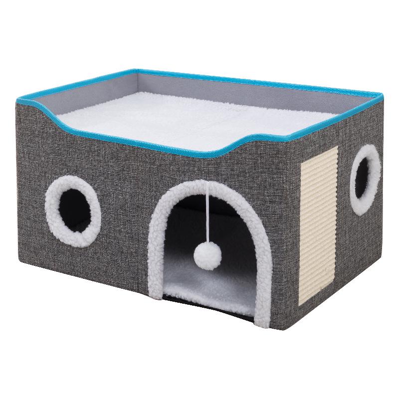Double-Layer All-Season Enclosed Cat Bed - Warm Winter Sleeping House