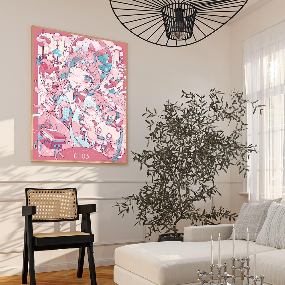 Popular Cute Anime Girls NEEDY GIRL OVERDOSE Miku Classic Anime Poster Waterproof Paper Sticker Coffee House Bar Room Wall Decor