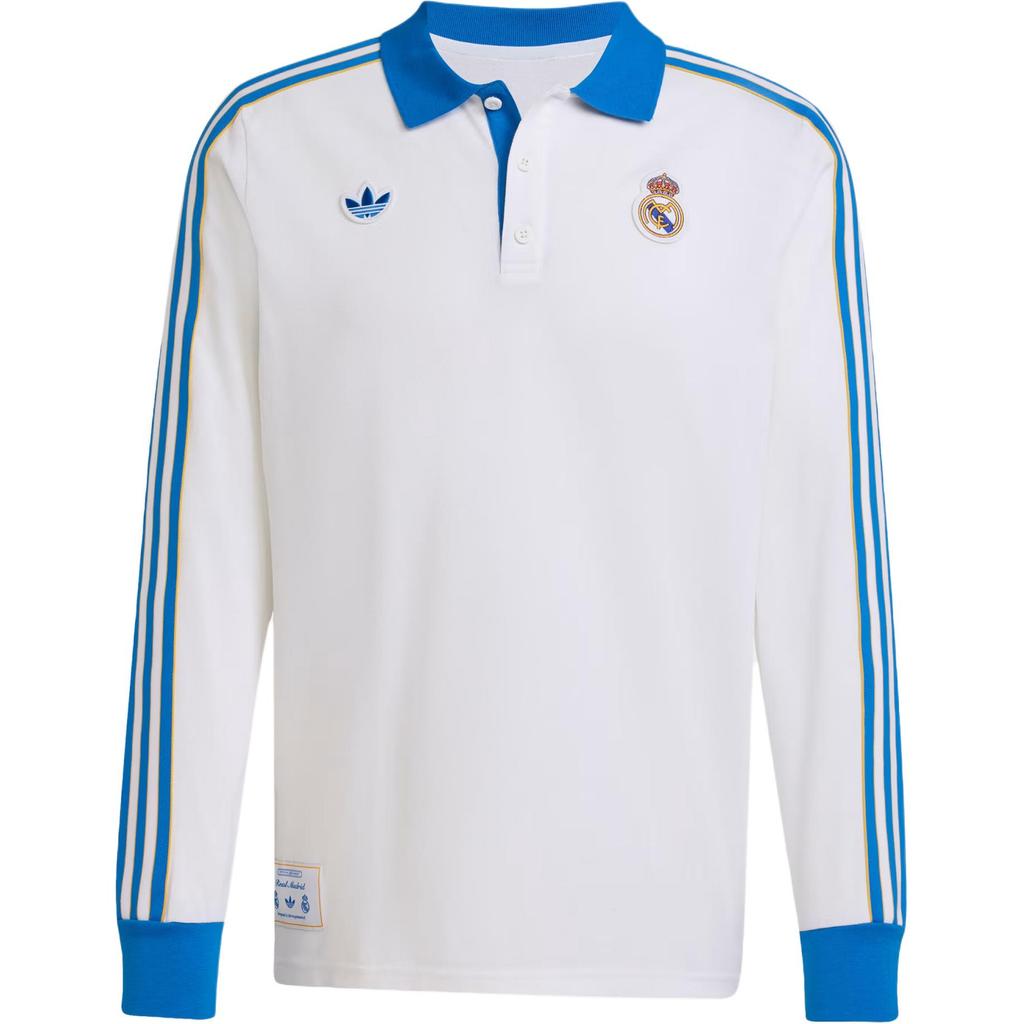Adidas Originals Real Madrid Terrace Icons Long Sleeve Polo Shirt Fashion Comfortable Soft Skin-Friendly Men Tops JN3065