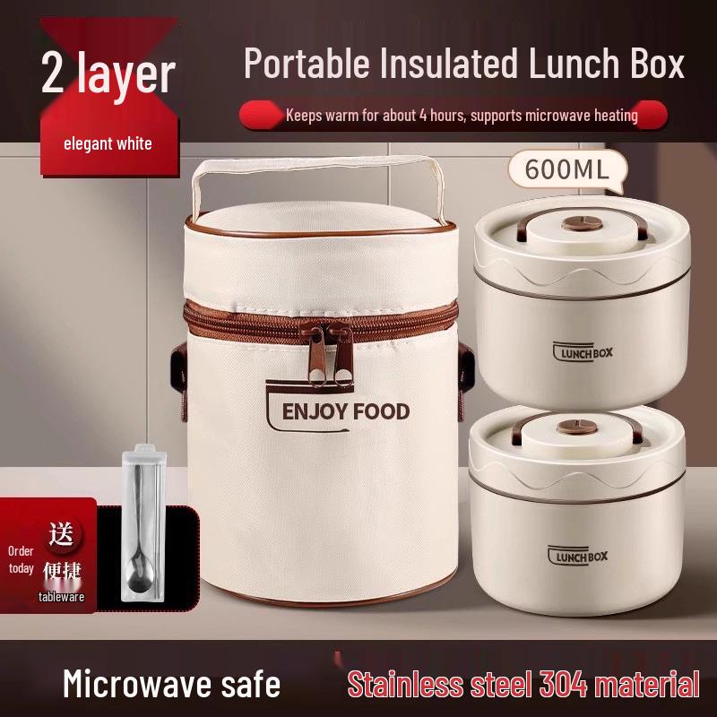 Extra Long Insulated Stainless Steel Bento Lunch Box - Microwaveable & Portable