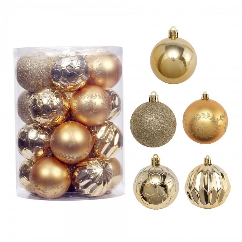 20pcs 8cm Assorted Shape Christmas Ornament Set Plastic Tree Decorations Holiday Party Home Decoration
