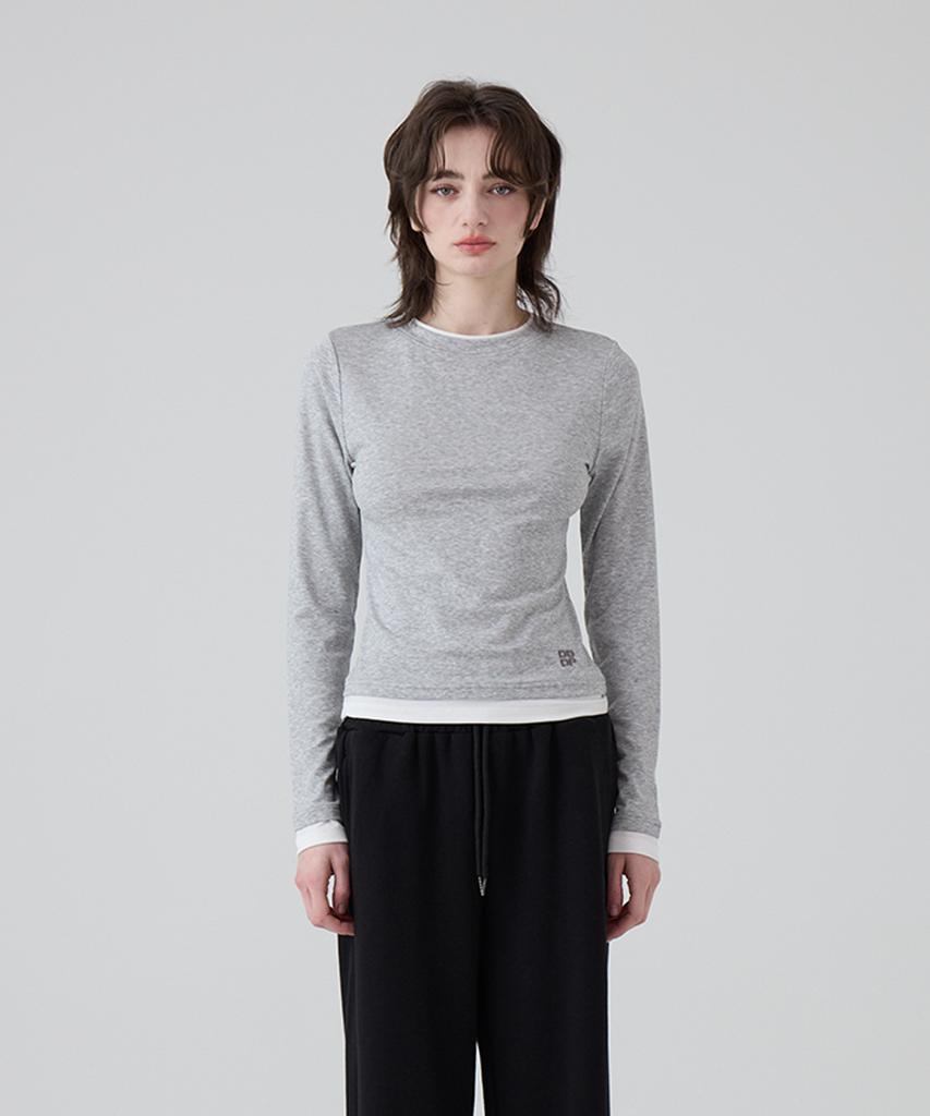 DANGLEDROP Dgdp Layered Basic Long Sleeve_Melange Grey