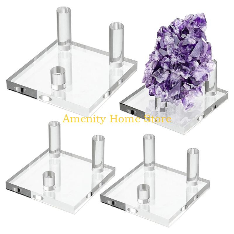 F26C Pack of 4 Acrylic Display Cradle for Artwork and Pottery Minerals Storage Rack Elegant Artifacts Presentation Stand