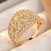 Vintage Inlaid White CZ Flower Women's Ring Classic Gold Color Hand Carving Daily Wear Party Jewelry Anniversary Gift