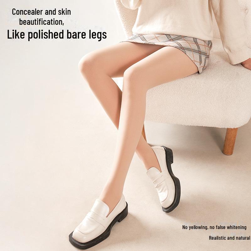 Women's Skin-colored Stockings: Bare Legs, Natural Flesh Tone, Velvet-lined, Thick Pantyhose for a Nude Sensation - Zero Purchase