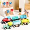 Wooden Magnetic Train Montessori  Early Educational Cognition Traffic Sign Toy Sorting Learning Teaching Car Cartoon Set