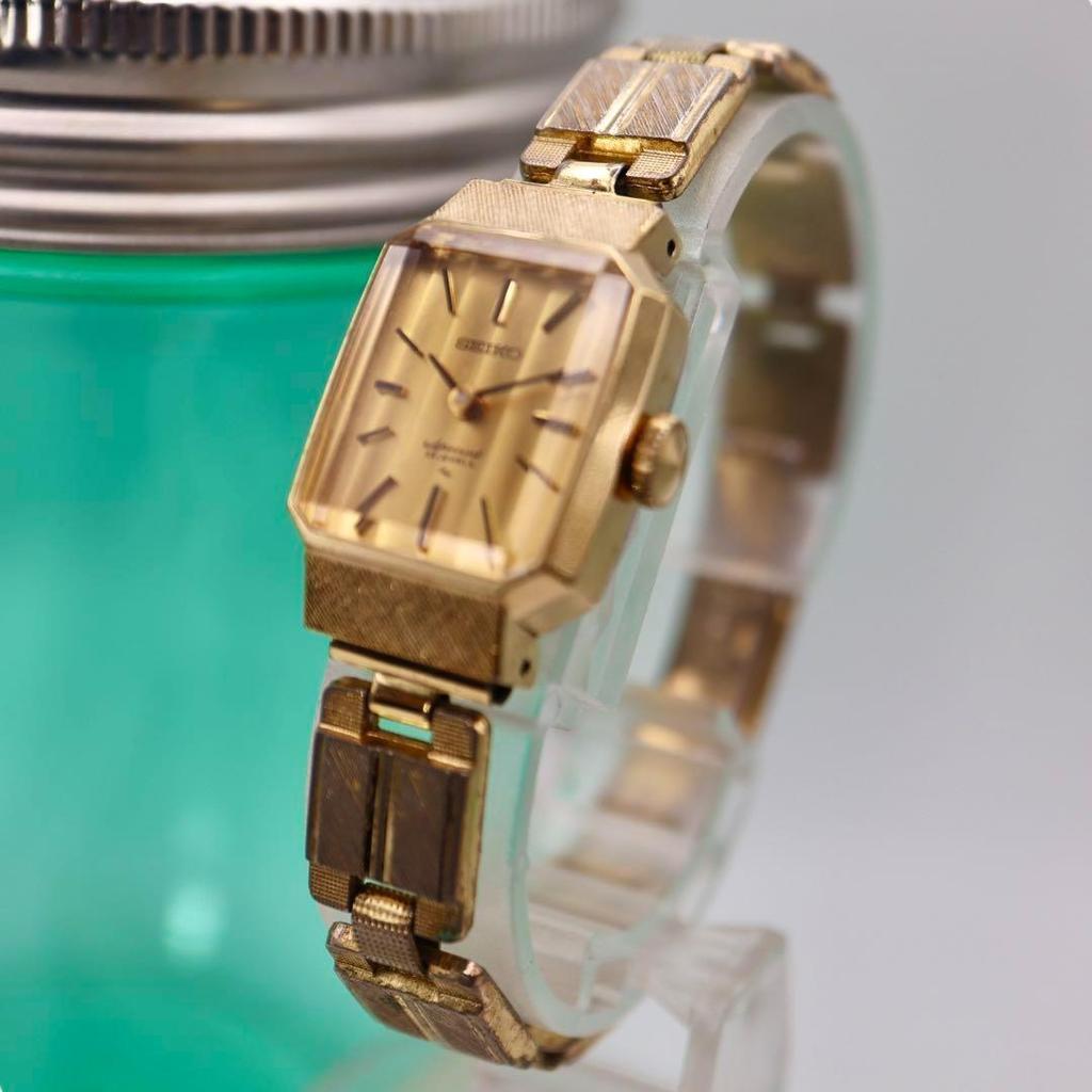 [USED] SEIKO Hand-Wound Gold Square Women's Watch 1222
