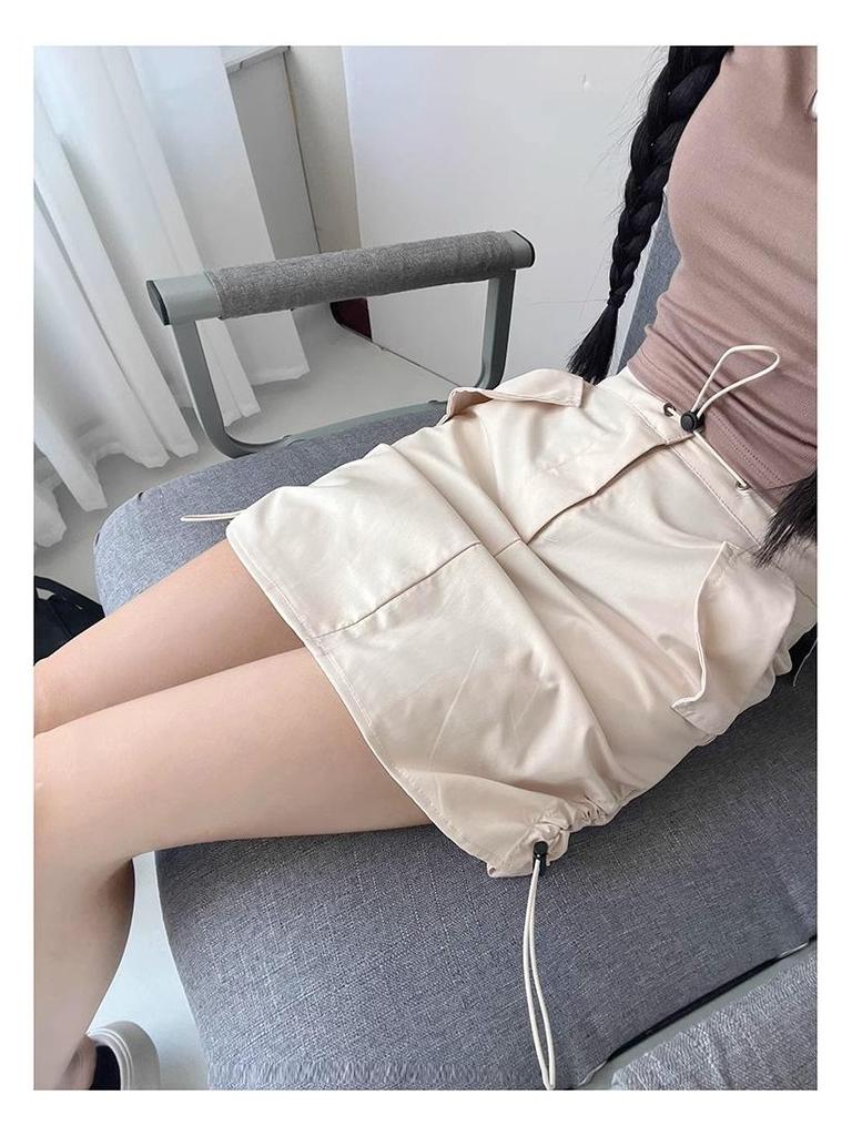 Y2K Spicy Retro Mini Skirt: Women's High-Waist Drawstring Slimming Workwear