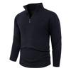 Men's Solid Color Long-sleeved Turtleneck Pullover Fashionable Semi-zipper Knit Top