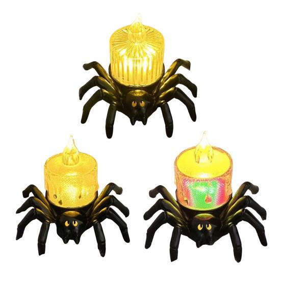 Halloween Candle Light Battery Operated Flameless LED Spider Tealights Electric Flickering Fake Candle Halloween Party Decoration