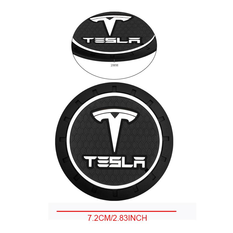 1/2 Stück Silikon Auto-Getränkeuntersetzer Becherhalter-Schlitz Rutschfeste Matte PVC-Pads Für Tesla Model 3 Model S X Model Y Roadster SpaceX Cybertruck