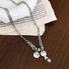 S925 Sterling Silver Heavy Industry Smiley Face Necklace Women's 2022 Retro Thai Silver Clavicle Chain