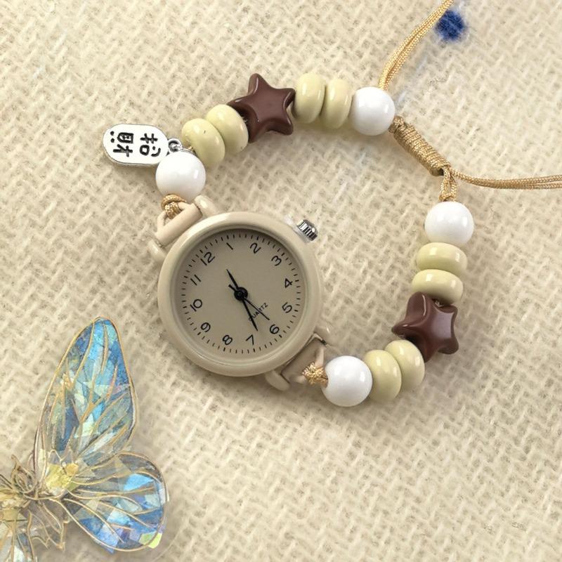 Fashion Dopamine Bracelet Watch Beaded Adjustable Star Heart Chain Watch Pendant Quartz Watches Women Girls Gifts Reloj Mujer