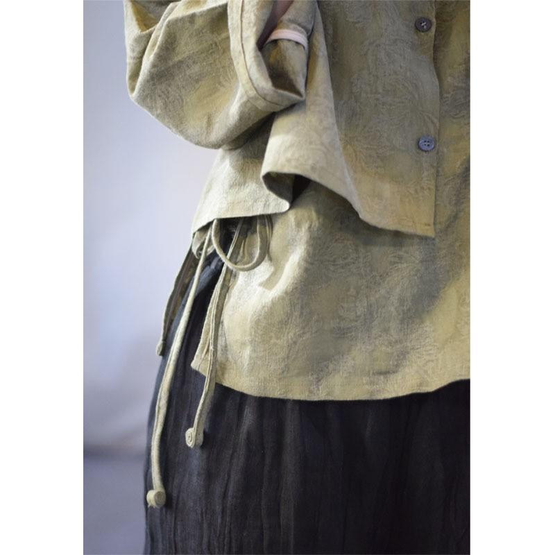 Johnature Dámská jarní prací košile s dlouhým rukávem, žakárová vintage jednořadá košile