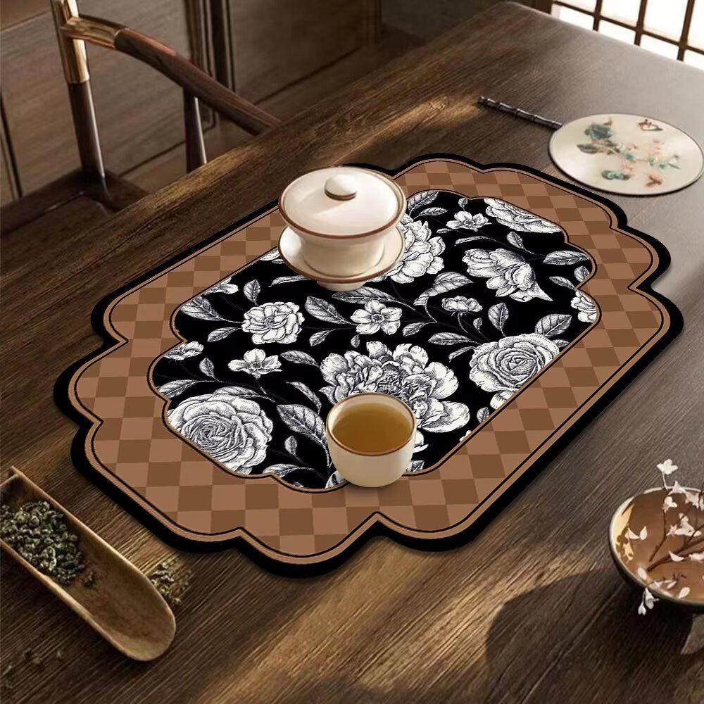 Diatomaceous Earth Kitchen Drain Mat, Custom-Shaped Insulated, Absorbent, Quick-Drying Placemat, Thickened, Wear-Resistant Bowl and Plate Mat