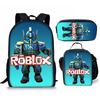 Roblox Retro Cartoon Backpack Set - Trendy 3-Piece Schoolbag for Kids