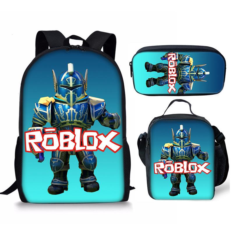 Roblox Retro Cartoon Backpack Set - Trendy 3-Piece Schoolbag for Kids