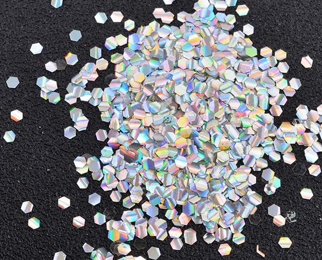 

1 коробка блесток для ногтей в виде рыбьей чешуи, голографические серебряные листы с шестигранными блестками, изогнутые нижние маникюрные советы по дизайну ногтей, украшения слоновая кость