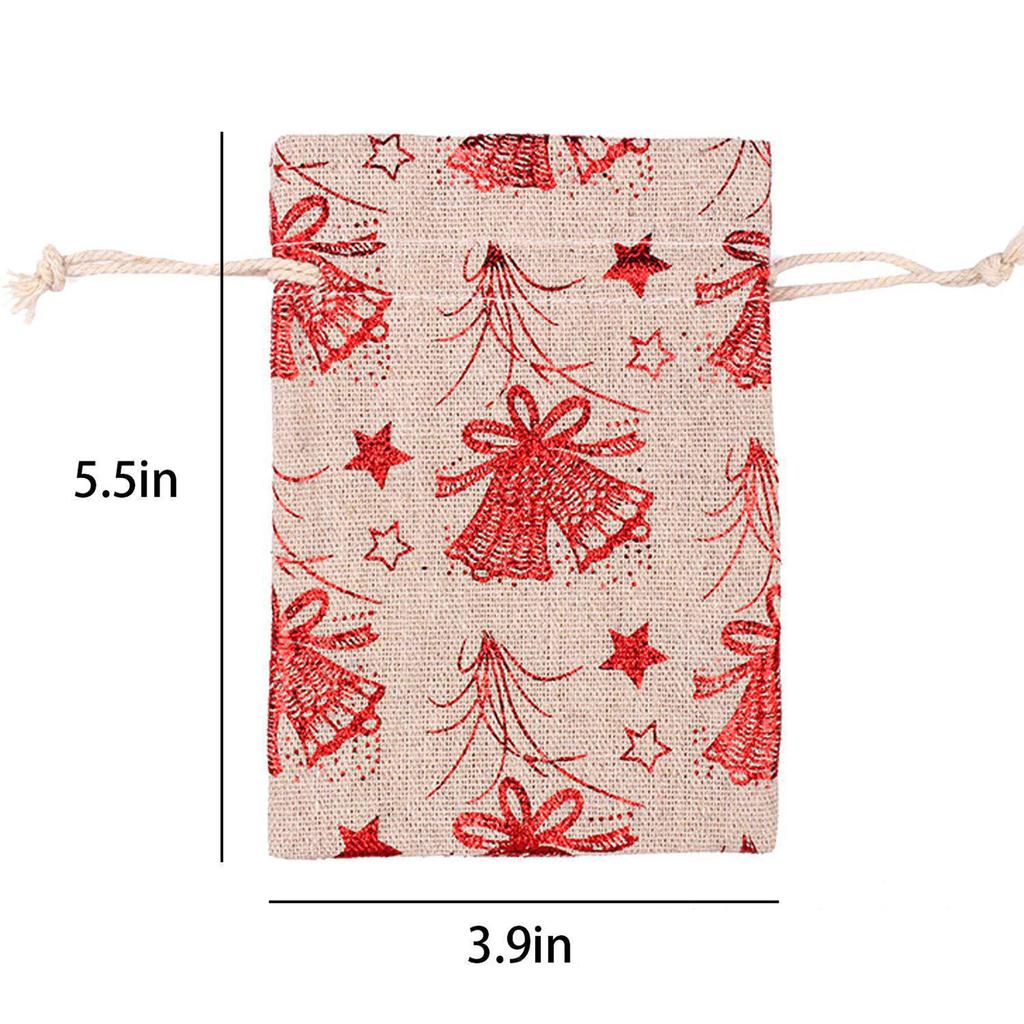 Xmas Linen Bag Double Drawstring Design Lightweight Holiday Gift Wrapping Bag for Festival