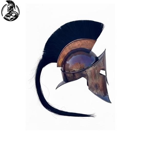 King Leonidas Spartan Helmet, Bronze 300 Movie Wearable Greek Warrior Helmet with Black Plume for Cosplay