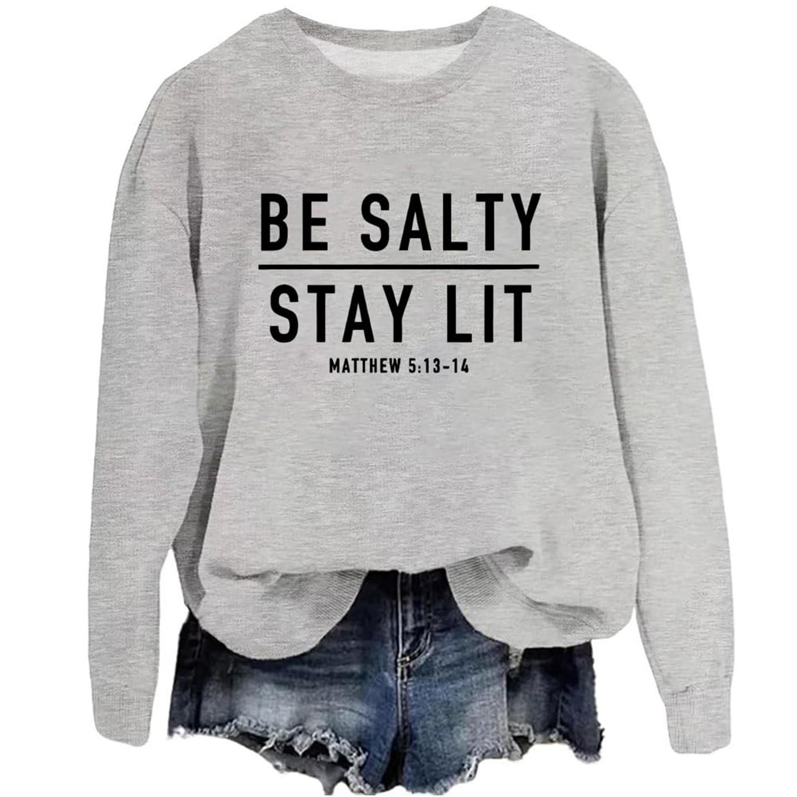 Женская мода повседневная с круглым вырезом свободная BE SAITY STAY LIT MATTHEW 513-1 Принт Свитшот с Длинным Рукавом M 1745₽