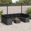 Garden Sofa Set with Storage 10 Pcs Black Poly Rattan