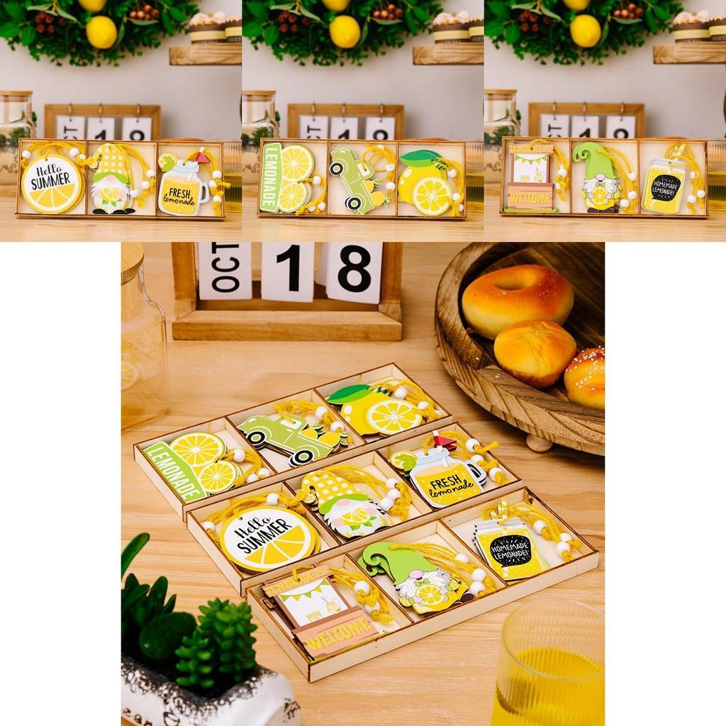 Styled Lemon Fresh Wooden Hanging Decor With Three Compartments Perfect For Summer Spaces