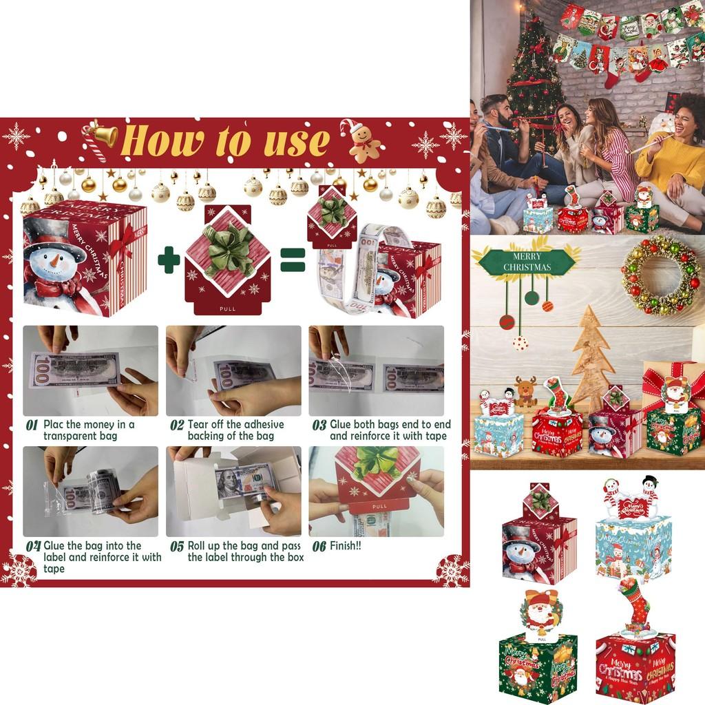 Christmas Themed Pattern Paper Box Set Holiday Decoration Props For Holiday Celebrations